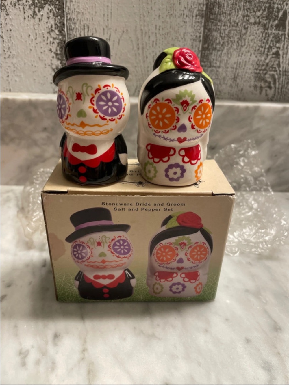 Day of the Dead Bride and Groom Salt and Pepper Set